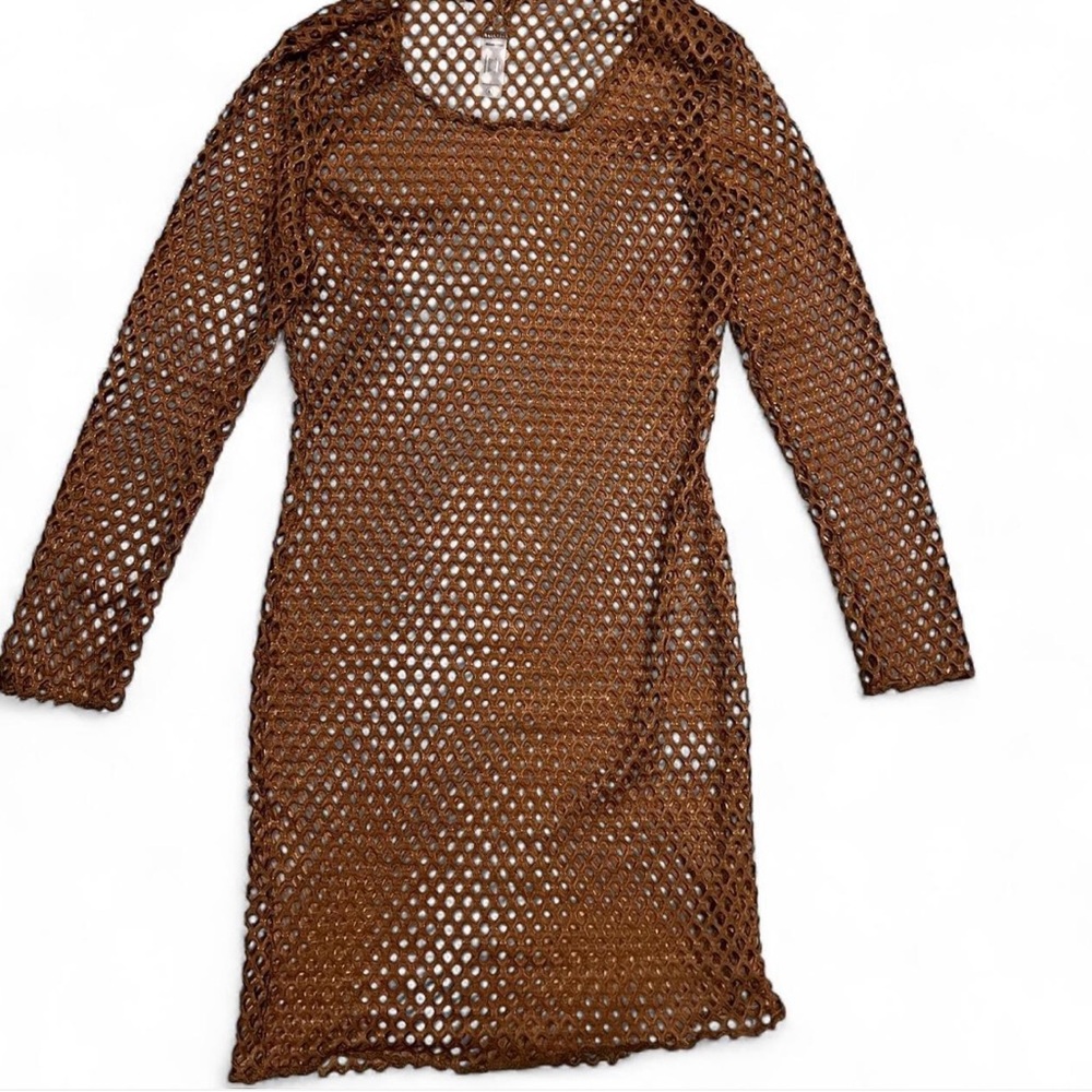 Fashion Nova Tan Mesh Swim Cover-Up